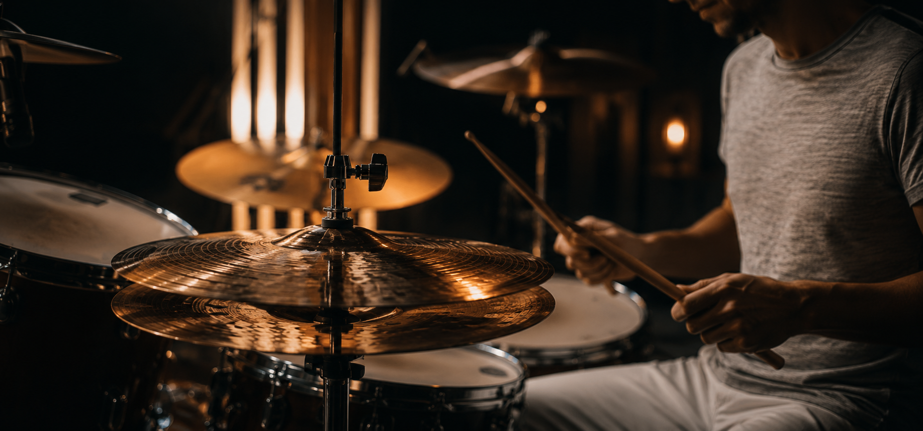Drummer playing a handcrafted Smash cymbal